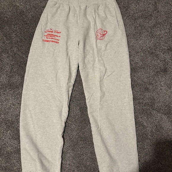 Lonely Ghost Sweat Set Text Me When You Land Grey and Red Size Large - Picture 4 of 7